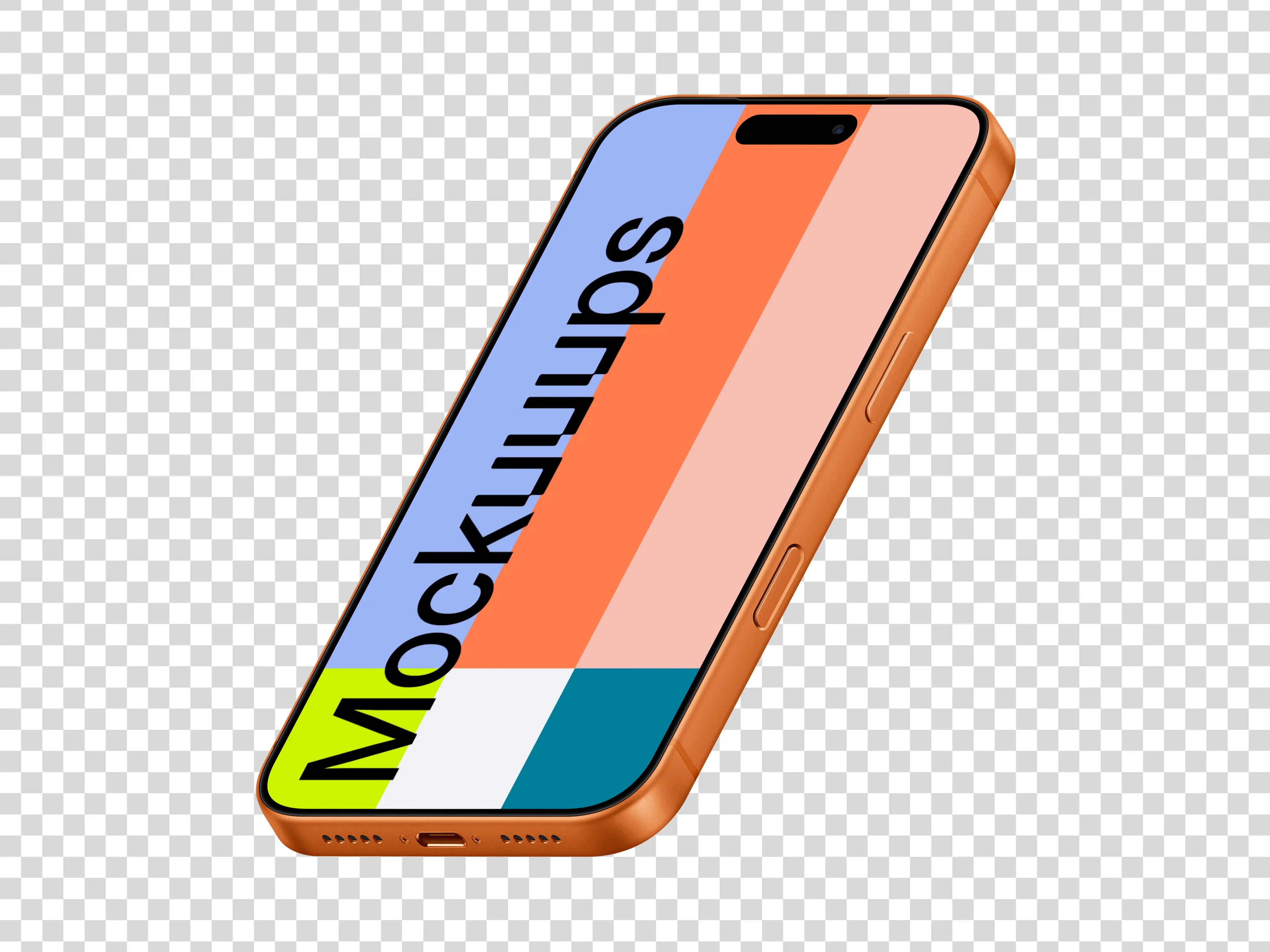 Isometric iPhone 17 Pro Mockup (Semi Stand Right)