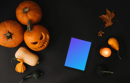 Halloween presentation template with a smartphone mockup on the dark background