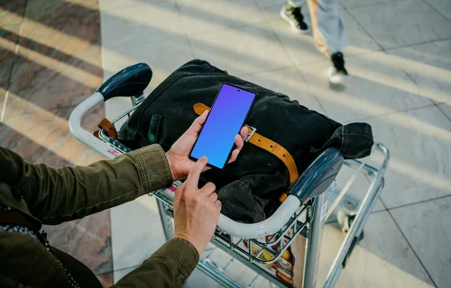 Hand typing on a Google Pixel mockup