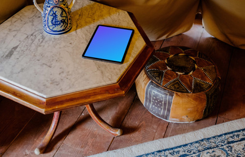 iPad Air mockup on an octagonal table