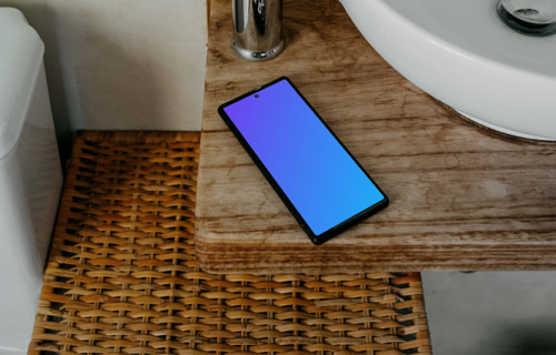 Pixel 6 mockup placed at the edge a table