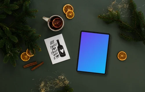 Tablet mockup with a christmas card