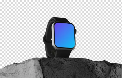 Apple Watch Mockup on Textured Rock Surface