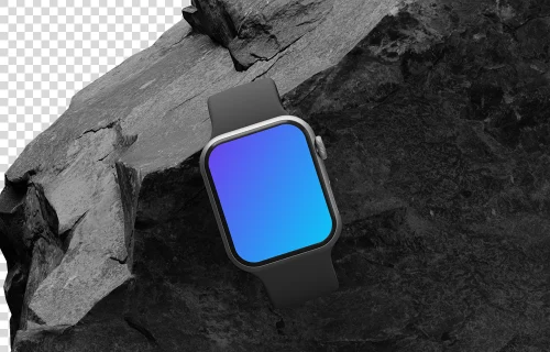 Apple Watch mockup on textured rock surface