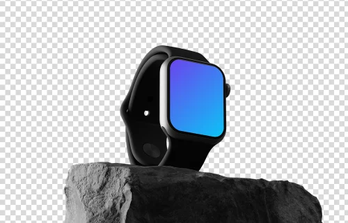 Apple Watch mockup on textured rock