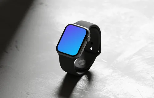 Apple Watch Series 9 mockup on textured surface with dramatic lighting