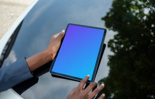 Businesswoman working on an iPad Air mockup