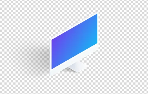 Clay iMac 24“ Mockup - Isometric Left (Floor Shadow)