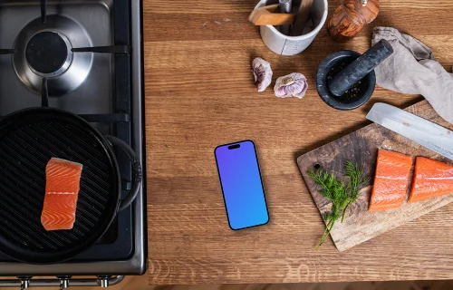 Cooking styled phone mockup