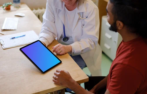 Doctor holding a tablet mockup