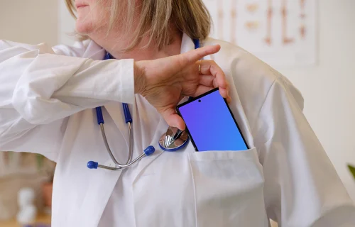 Doctor putting the Google Pixel 6 into her pocket