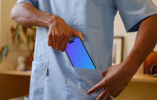 Doctor with the iPhone 14 Pro mockup