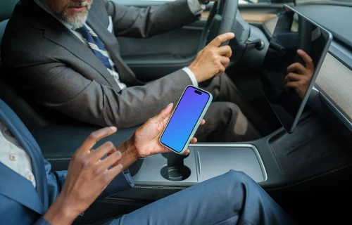 Entrepreneurs in Tesla working on the iPhone mockup