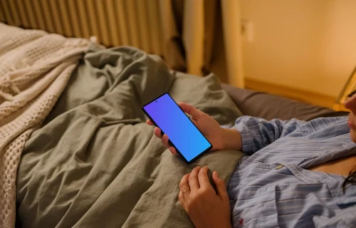 Female hand holding a Google Pixel mockup