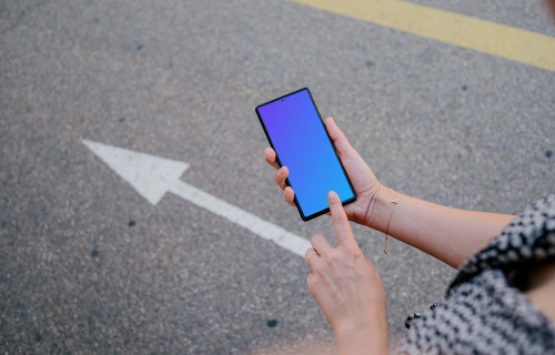 Female typing on a Google Pixel mockup