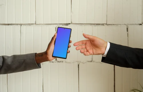 Google Pixel 6 mockup in entrepreneur’s hand