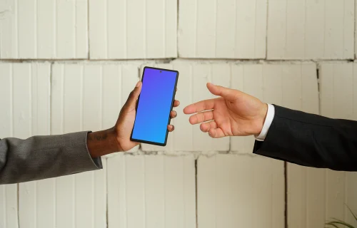 Free Google Pixel 6 mockup in entrepreneur’s hand