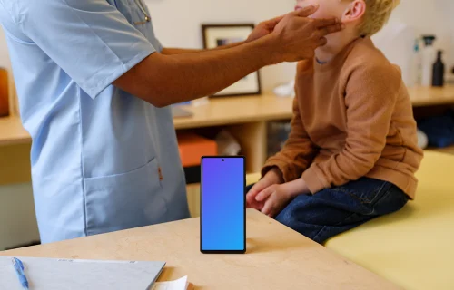 Google Pixel 6 mockup in the children's doctor's office