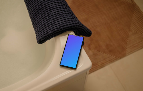 Google Pixel 6 mockup on a bathtub