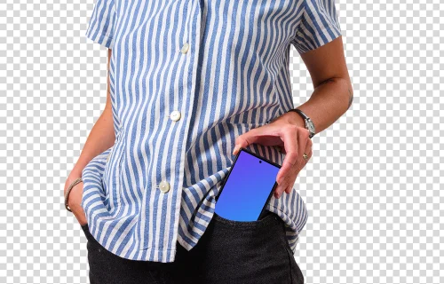 Google Pixel mockup in jeans pocket