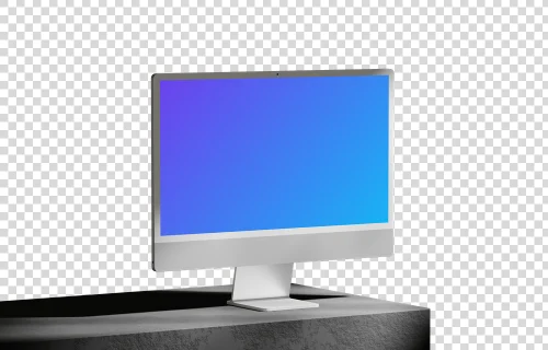 iMac 24-inch mockup on a textured surface with dramatic shadows