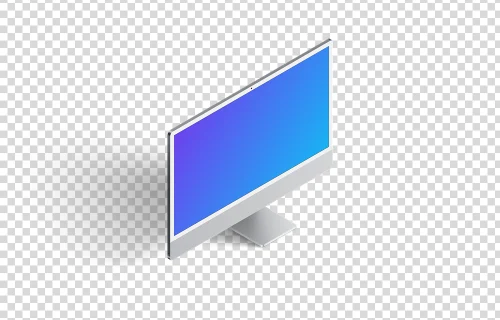 iMac 24“ Mockup - Isometric Left (Floor Shadow)