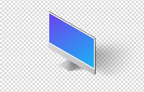 iMac 24“ Mockup - Isometric RIght (Floor Shadow)