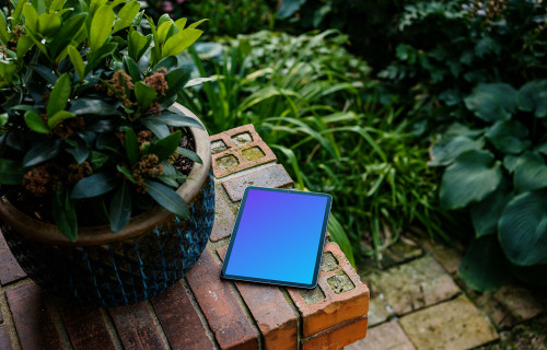 iPad Air mockup in garden