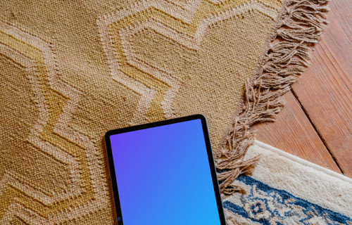 iPad Air mockup sobre una alfombra