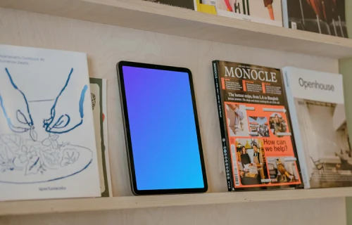 iPad Air mockup with books