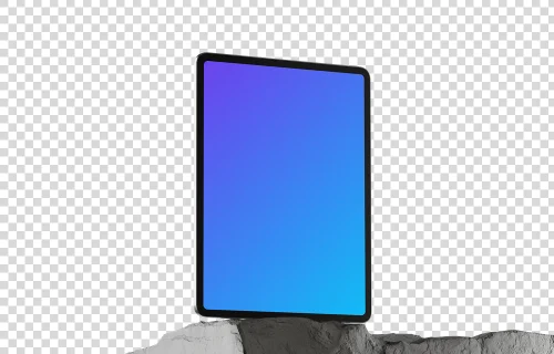 iPad Pro mockup on a textured rock base