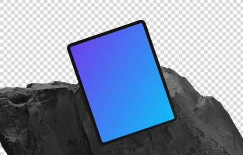 iPad Pro mockup on textured rock surface