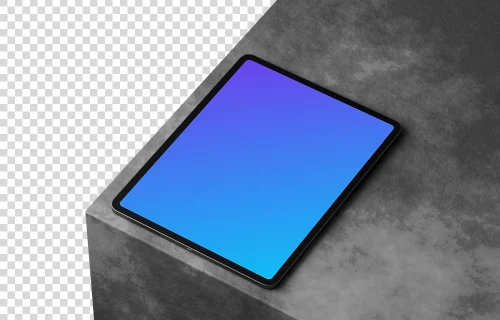 iPad Pro Mockup on Textured Rock Surface with Dramatic Shadows