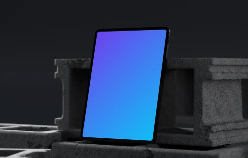 iPad Pro mockup with concrete block background