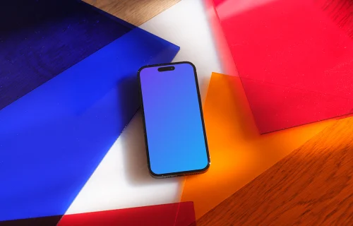 iPhone 14 Pro mockup on multicolored background