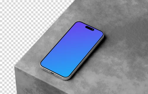 iPhone 15 Pro mockup on textured rock surface