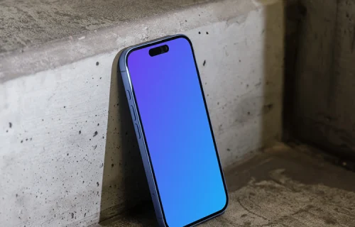 iPhone 16 mockup on a concrete step