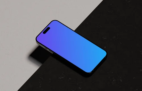 iPhone 16 mockup on a textured background