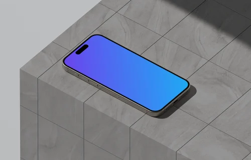 iPhone 16 mockup on a tiled surface with shadow