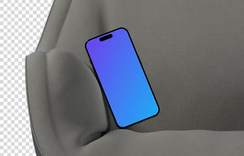 iPhone 16 mockup on modern grey fabric