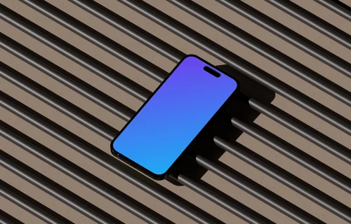 iPhone 16 mockup on striped surface