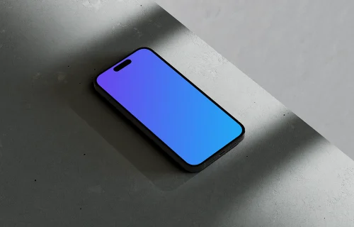 iPhone 16 mockup on textured marble surface