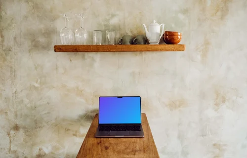 Laptop mockup placed on a table