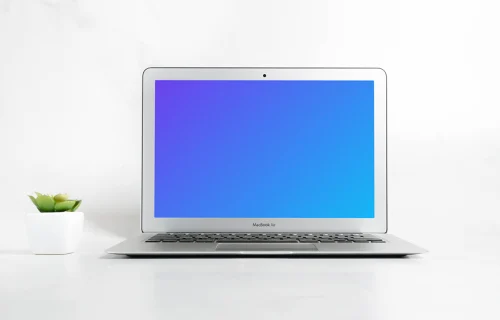 MacBook Air mockup con suculentas