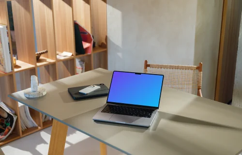 MacBook Pro 14 Mockup on Modern Office Desk