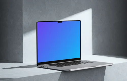 MacBook Pro 16-inch mockup in a modern minimalist setting