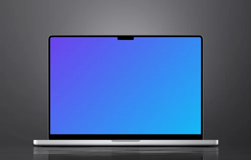 MacBook Pro 16-inch mockup on dark reflective surface