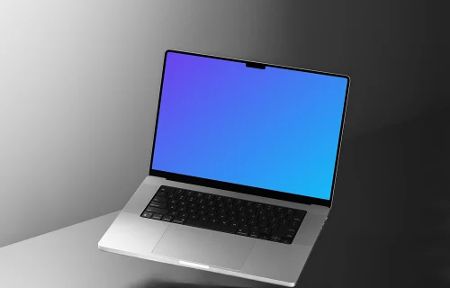 MacBook Pro 16 inch mockup on sleek grey surface