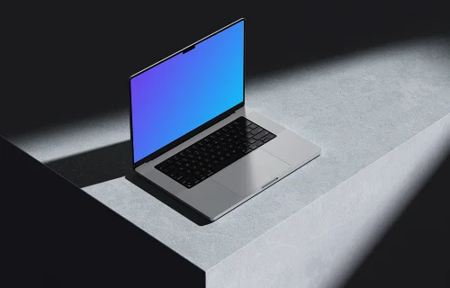 MacBook Pro 16 inch mockup with dramatic lighting