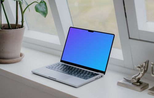 MacBook Pro mockup next to the window